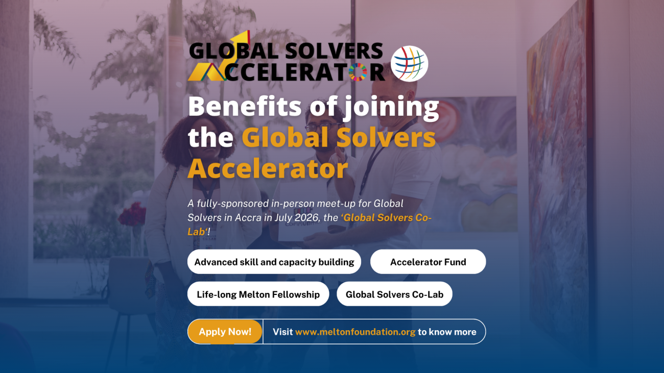 Global Solvers Accelerator benefits graphic from the Melton Foundation