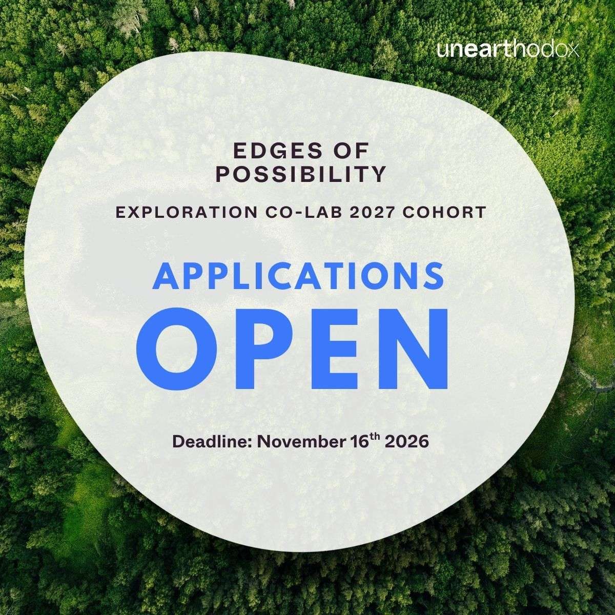 Unearthodox Exploration Co-Lab 2027 open call for systems innovators
