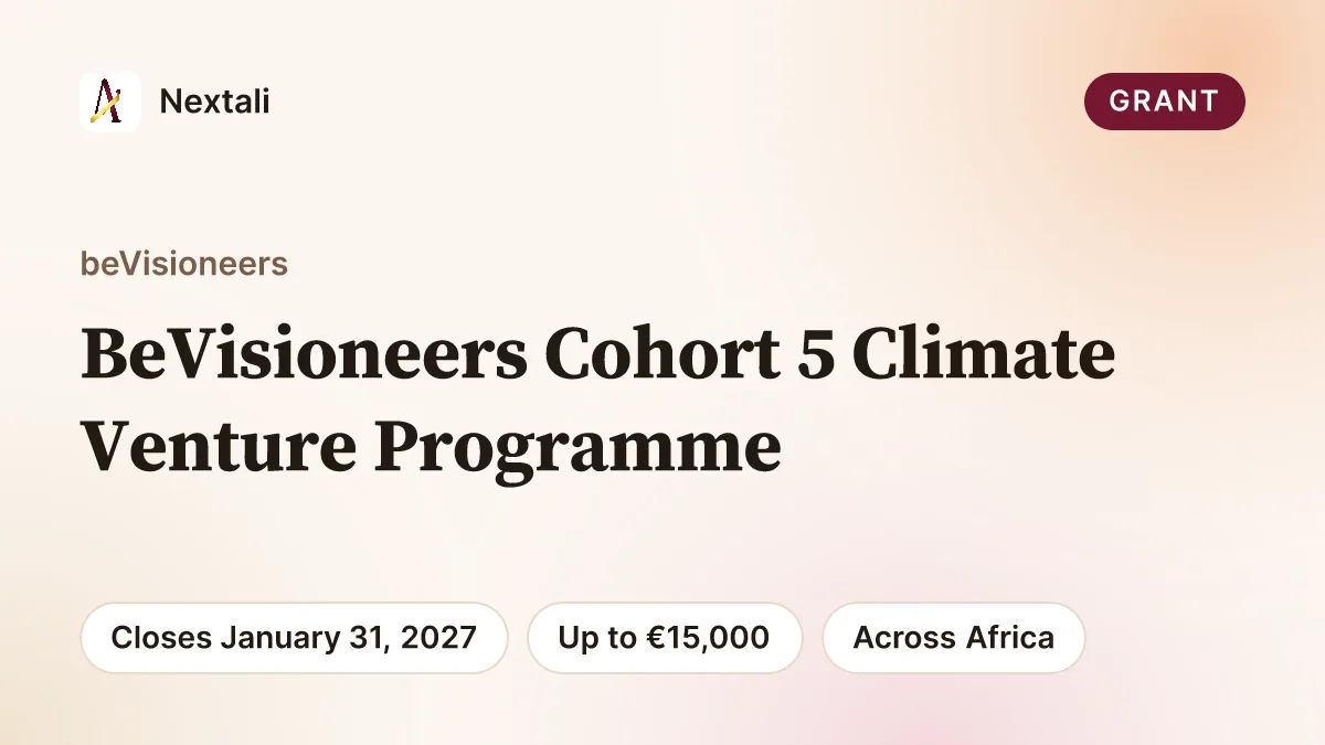 beVisioneers Cohort 5 Climate Venture Programme opportunity