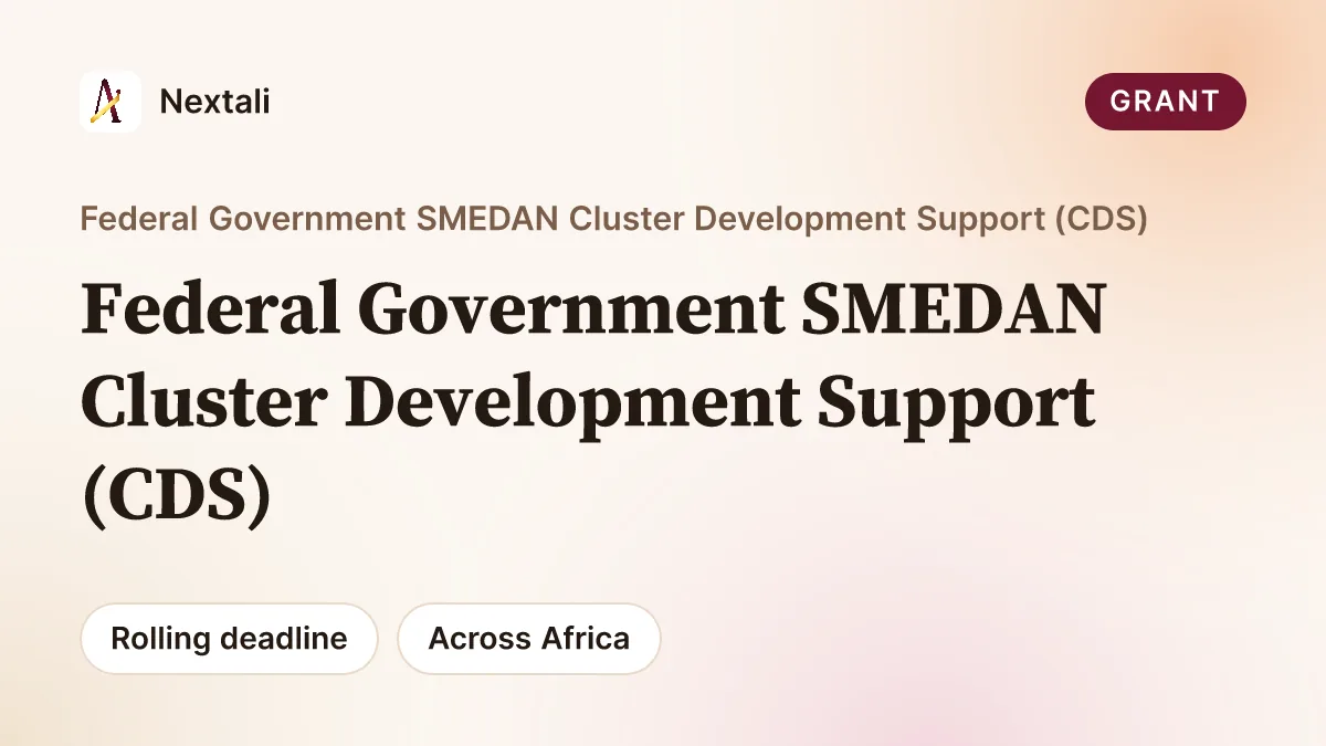 Call for Applications: Federal Government SMEDAN Cluster Development Support (CDS) Programme for MSMEs