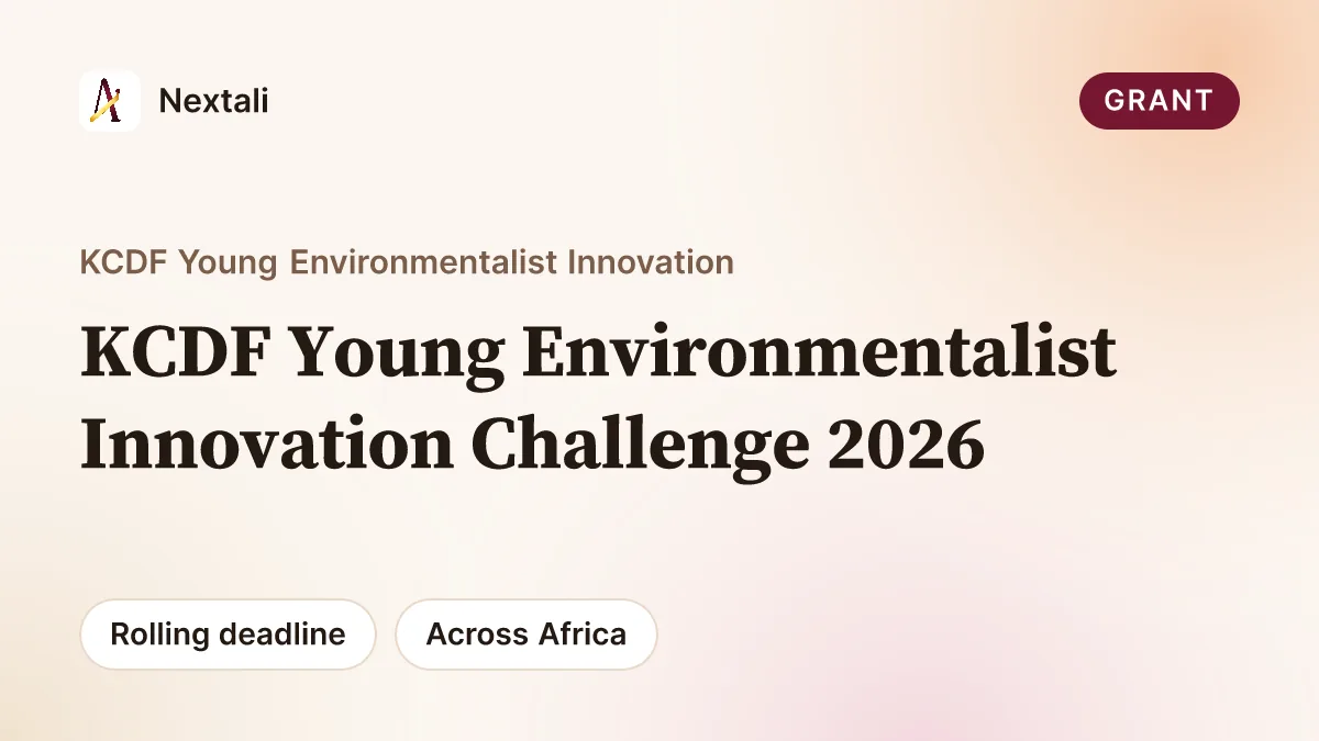Call For Applications: KCDF Young Environmentalist Innovation Challenge 2026