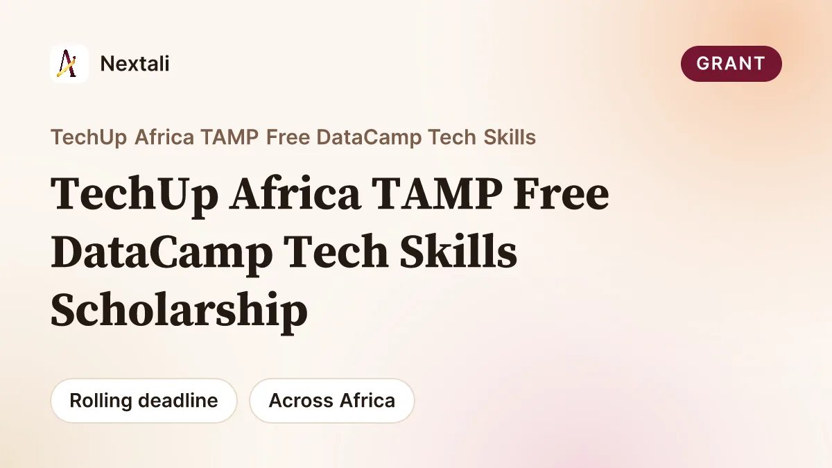 Call for Applications: TechUp Africa TAMP Free DataCamp Tech Skills Scholarship 2026