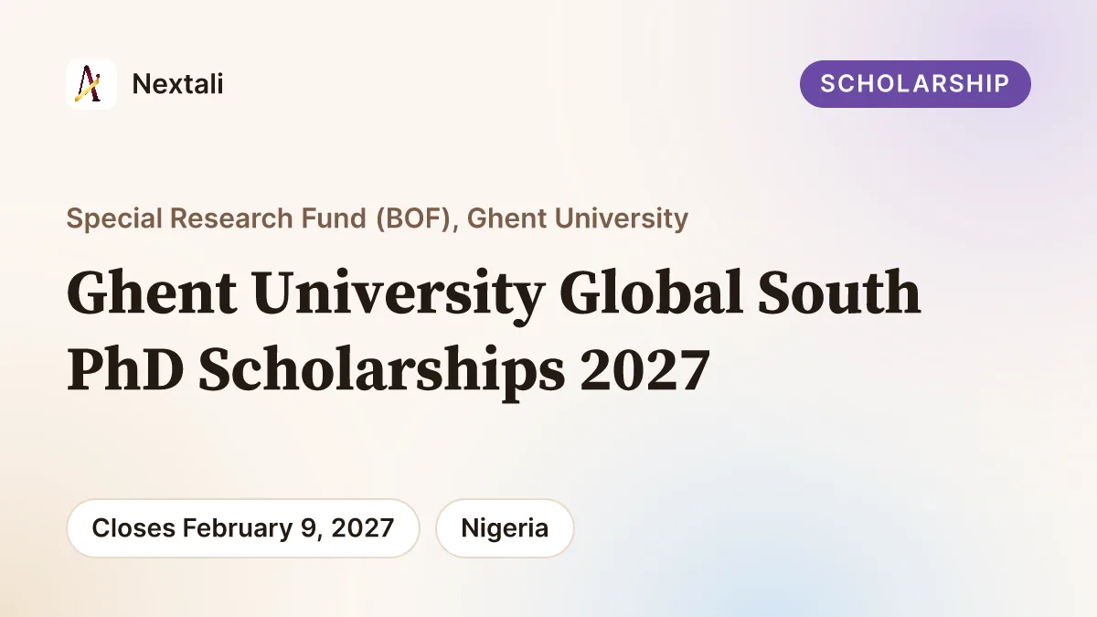 Ghent University BOF Doctoral Scholarships for the Global South 2027 opportunity