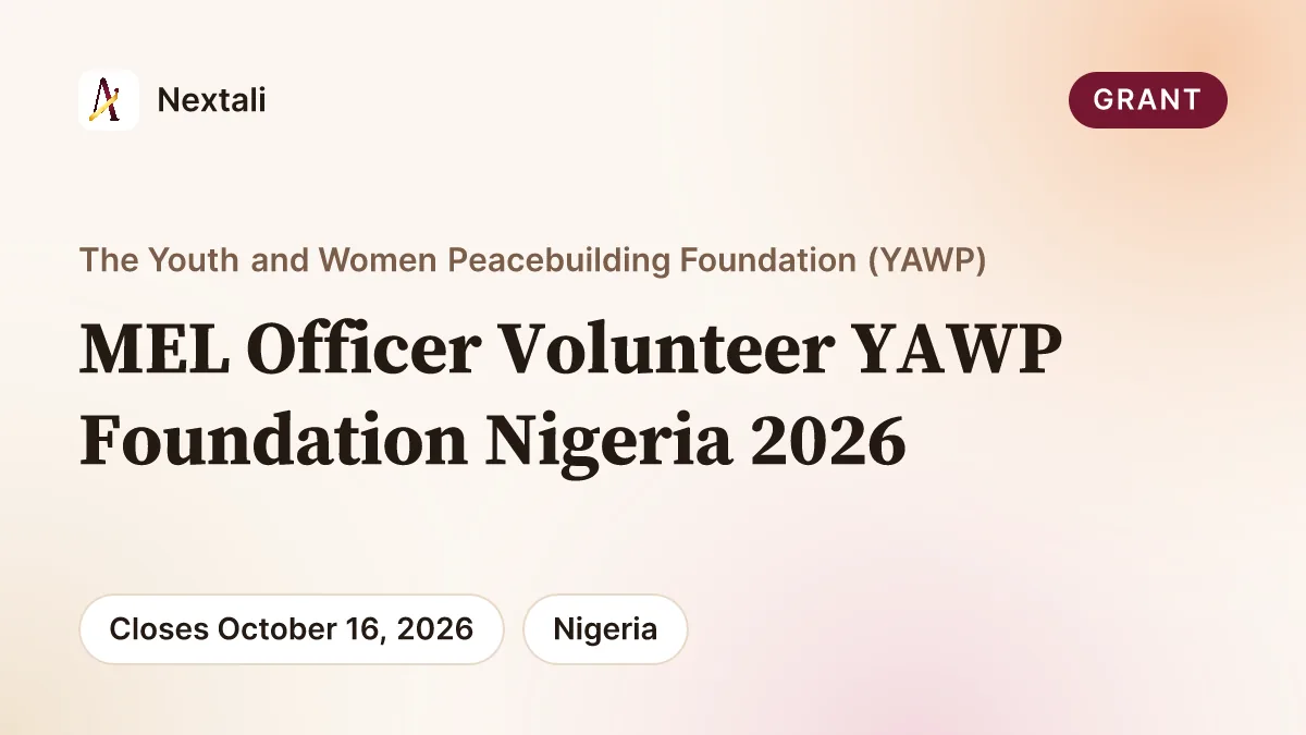 MEL Officer Volunteer, The Youth and Women Peacebuilding Foundation, Plateau State opportunity