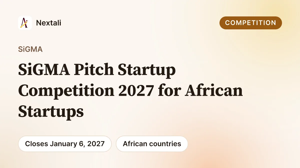 SiGMA Pitch Startup Competition 2027 for African Startups