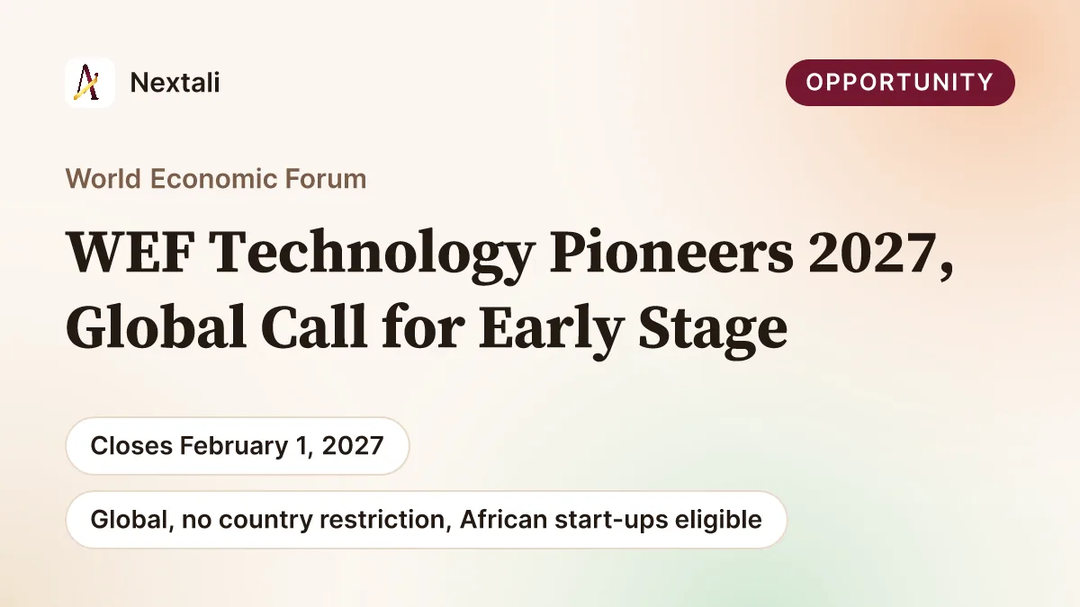 World Economic Forum Technology Pioneers Program 2027 for Early Stage Start-ups Worldwide