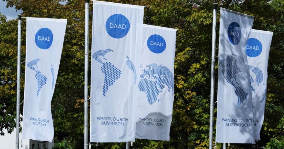DAAD flags flying outside the German Academic Exchange Service