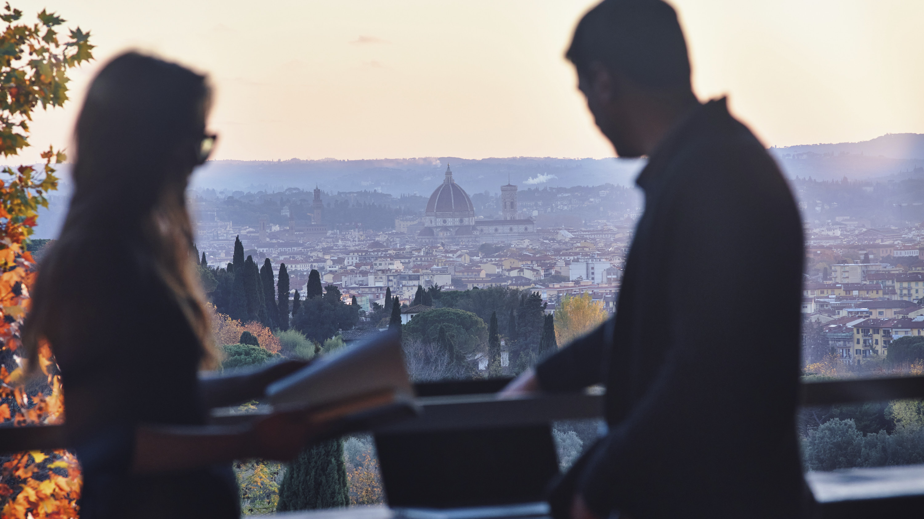 Researchers in the upper loggia of the European University Institute in Florence