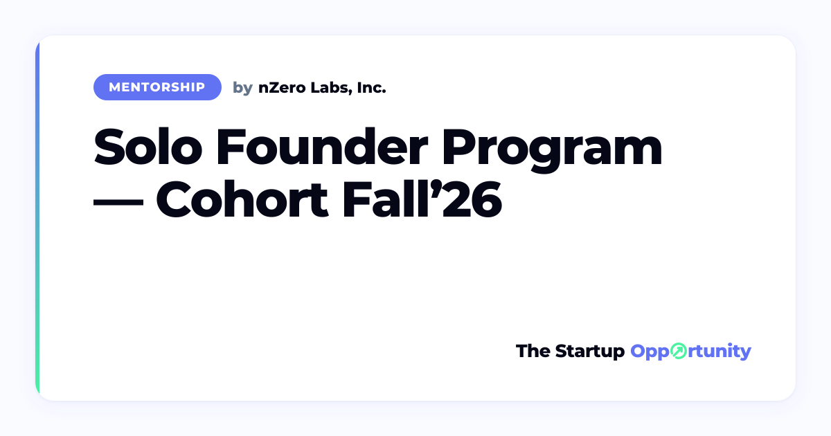 ODF Solo Founder Program, Fall 2026 Cohort opportunity