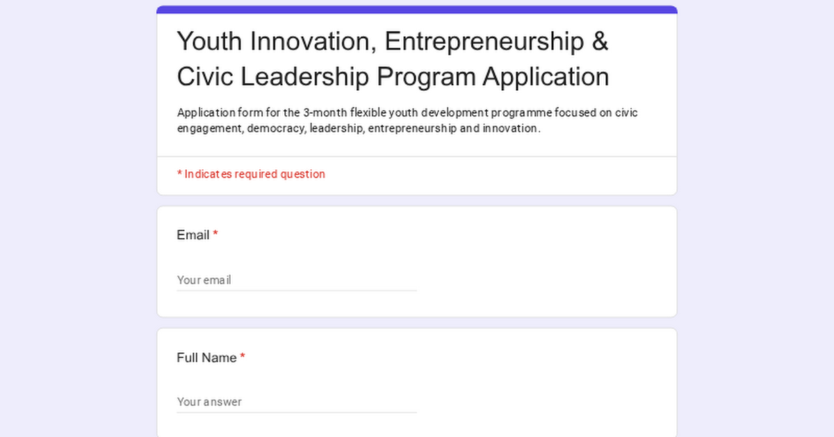 Youth Innovation, Entrepreneurship and Civic Leadership Program, University of Nigeria, Nsukka opportunity